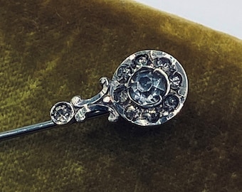 Antique Edwardian Halley's Comet Paste and Sterling Stick Pin / Wedding Cravat Pin / Antique Celestial Jewelry