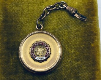 Antique Enamel Locket Fob: Victorian Transylvania University Alumni, Gold Filled