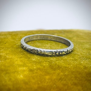 Art Deco Sterling Orange Blossom Wedding Band - Antique Thin Stackable Milgrain Eternity Ring - Size 6 1/2 - Minimalist Ring