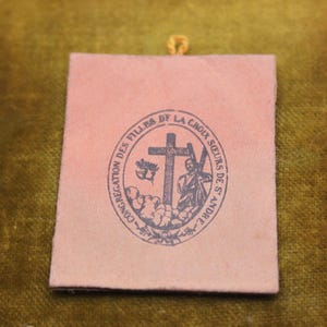 French Paper Reliquary Saint Joan - Elizabeth Bichier des Ages / Antique Catholic Religious Relic / Third Class Relic Touched to the Bones