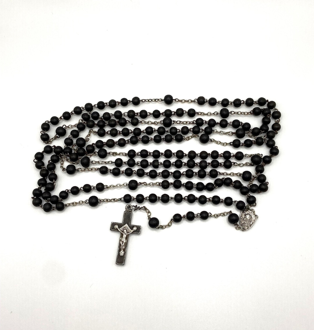 Antique French 15 Decade Dominican Nun's Habit Rosary With Ebony