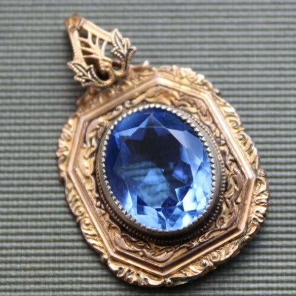 Victorian Sapphire Paste Filigree Pendant