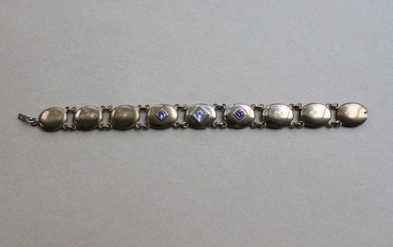 Victorian Paste Set Panel Bracelet / Antique Diam… - image 4