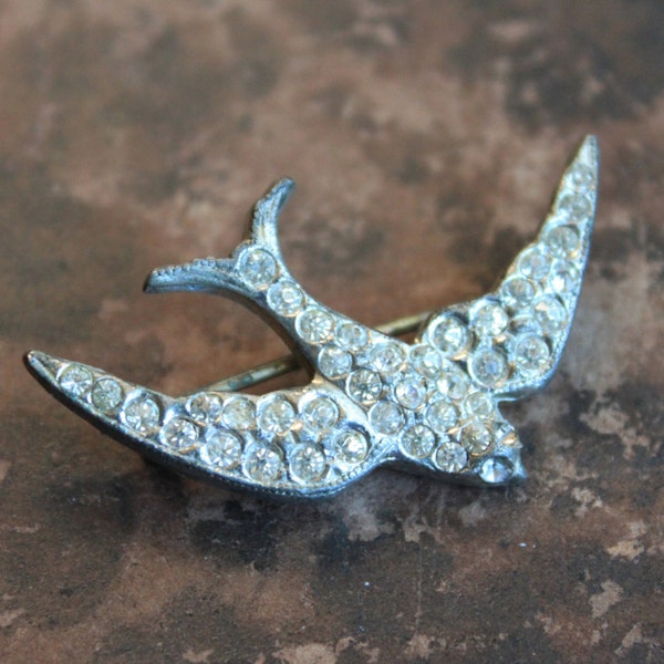 AntiqueVictorian Paste Swallow Brooch / Wedding Jewelry