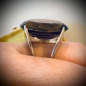 Large Mid-Century Modern Smoky Quartz Sterling Statement Ring image 5