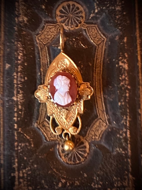 Victorian Carved Carnelian Cameo Pendant