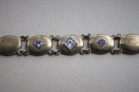 Victorian Paste Set Panel Bracelet / Antique Diam… - image 3