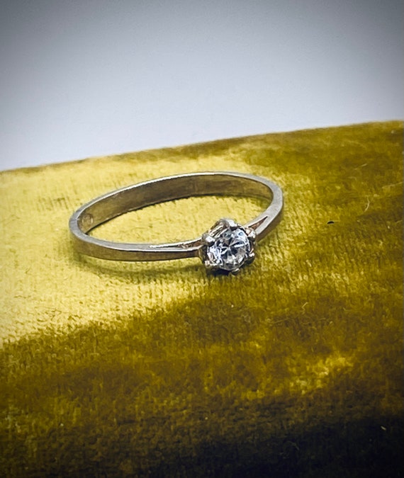 Vintage Diamond Paste Solitaire Ring - Antique En… - image 4