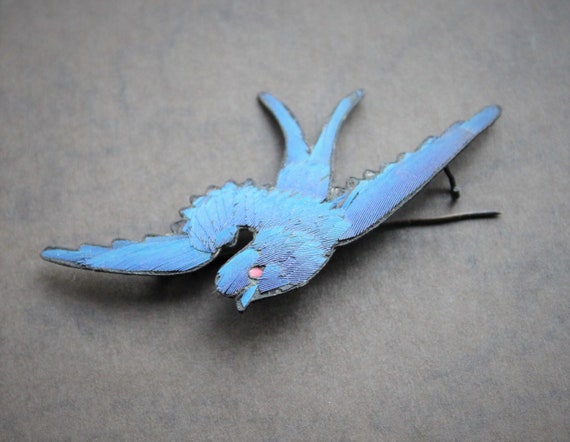 RARE Antique Qing Dynasty Chinese Kingfisher Feat… - image 3
