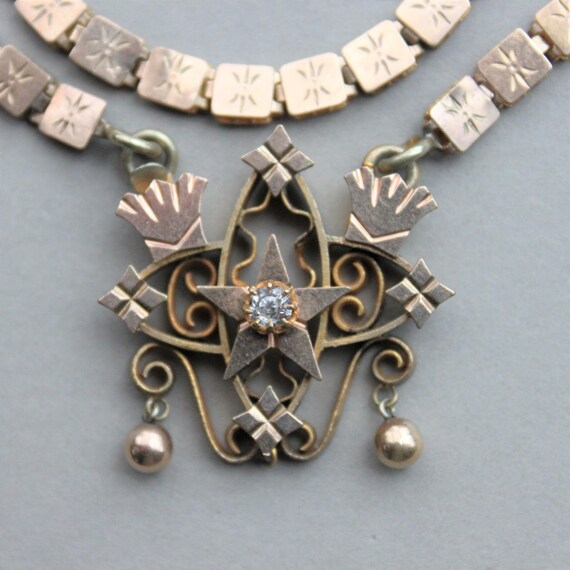 Victorian Paste Star Bookchain Necklace / Antique