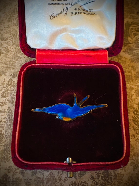 Antique Enamel Swallow Brooch / Victorian Love To… - image 2