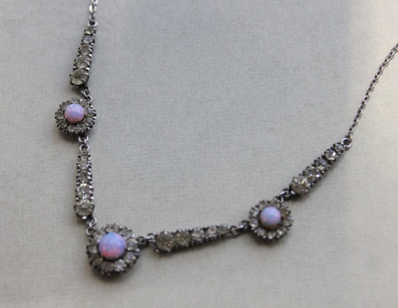 Victorian Opal and Paste Silver Jeweled Necklace