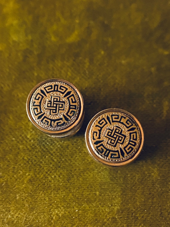 Victorian Celtic Enamel Shirt Stud Buttons / Antiq