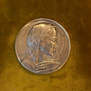 Large Antique Our Lady of Lourdes Relic Pilgrimage Medal / Vonette