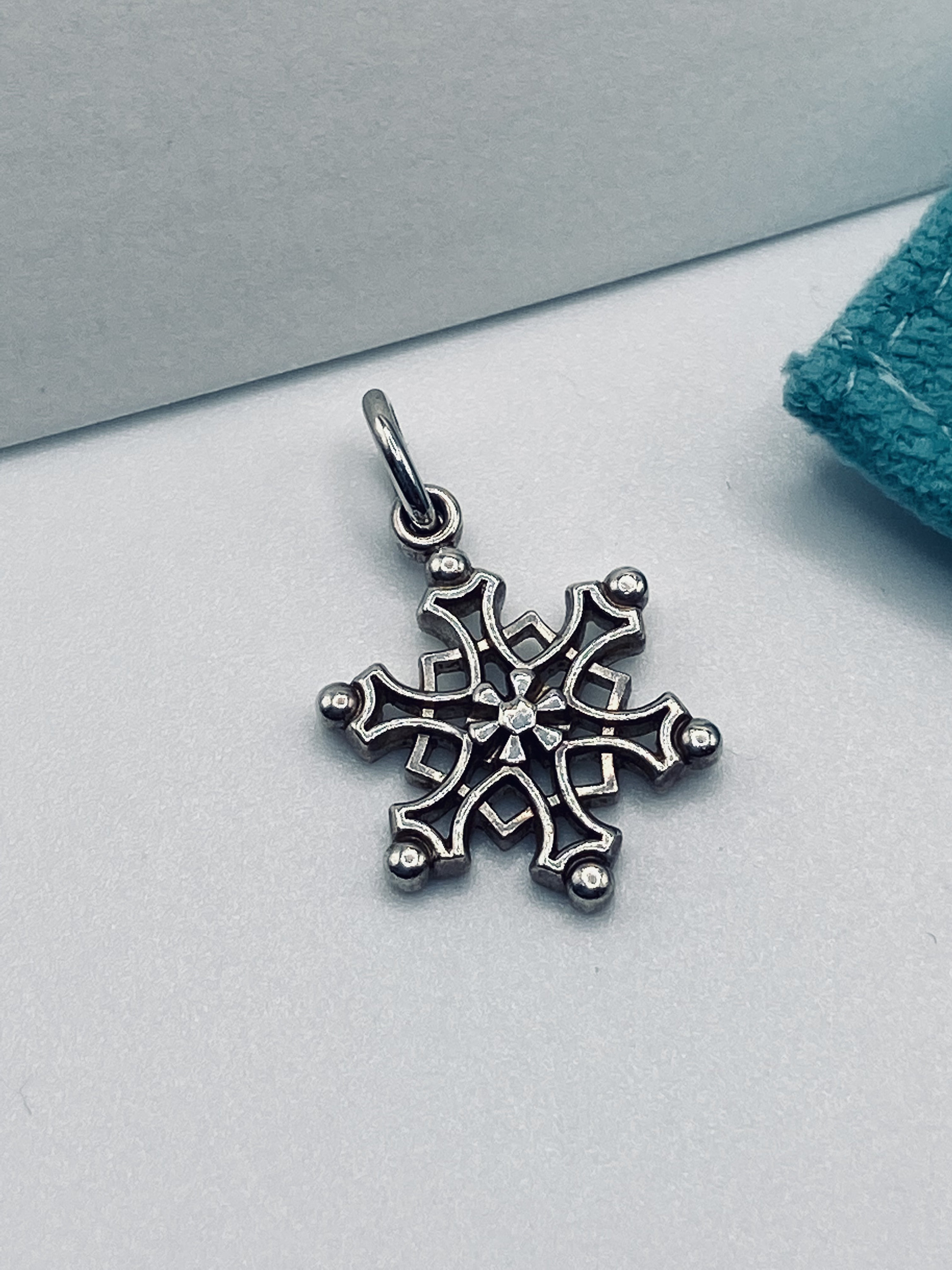 Retired Vintage Tiffany & Co. Sterling Snowflake Charm Pendant
