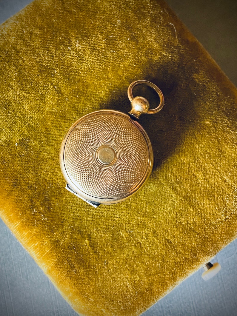 Victorian Engine Turned Pocket Watch Locket with Handsome Tintypes image 3