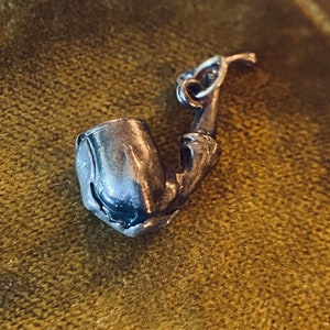 Tiny Antique 1800s Victorian Sterling Pipe Charm / Miniature Figural Charm
