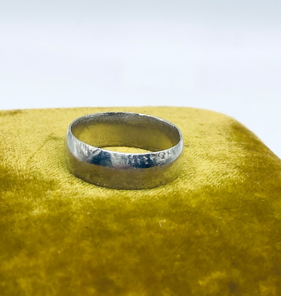 Victorian Sterling Wedding Band - Antique Engrave… - image 1