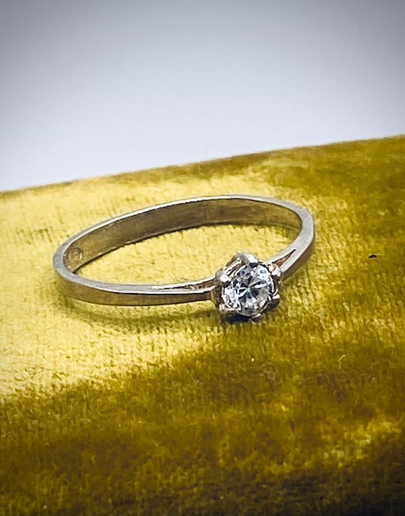 Vintage Diamond Paste Solitaire Ring - Antique En… - image 2