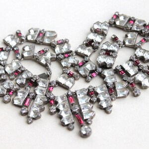 Raro colar vitoriano articulado com diamantes esterlinas e rubis em pasta com joias e franjas