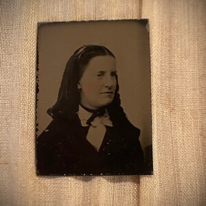 Miniature Victorian Gem Tintype Portrait of a Beautiful Woman / Victorian photograph