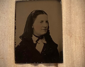 Miniature Victorian Gem Tintype Portrait of a Beautiful Woman / Victorian photograph