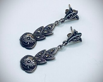 1920s Art Deco Sterling and Marcasite Earrings