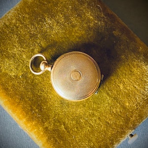 Victorian Engine Turned Pocket Watch Locket with Handsome Tintypes image 6