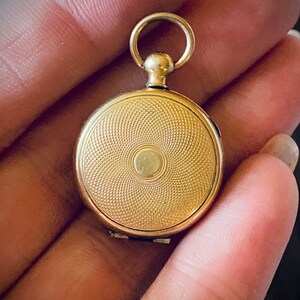 Victorian Engine Turned Pocket Watch Locket with Handsome Tintypes image 2