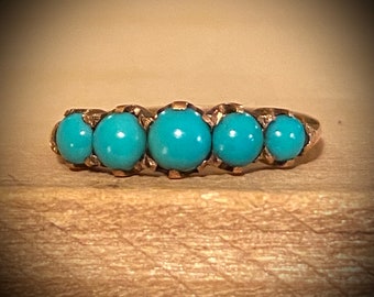 Victorian 10k Rose Gold Turquoise Stacking Ring size 6.5