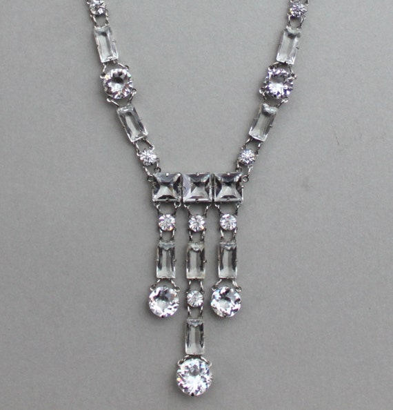 Art Deco Sterling Open Backed Paste Crystal Necklace / Gatsby - Etsy