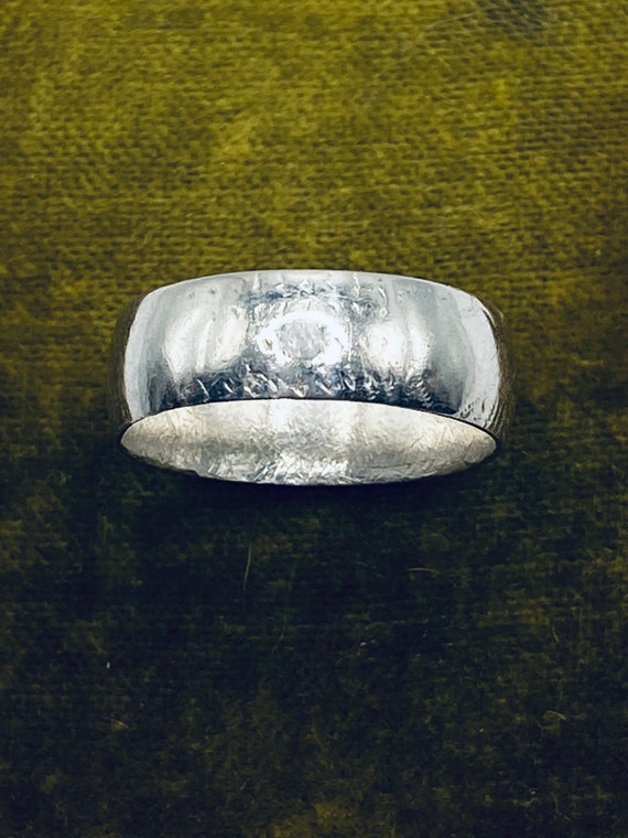 Victorian Sterling Wedding Band - Antique Engrave… - image 8