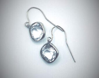 Viktorianska handslipade diamantörhängen i sterlingsilver / Antika brudsmycken