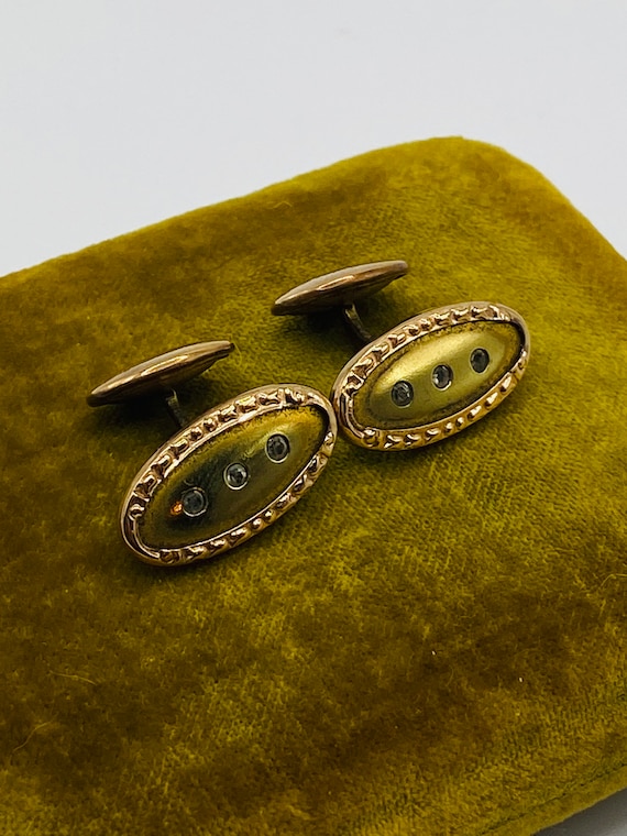 Victorian Rose and Yellow Gold Paste Cuff Links