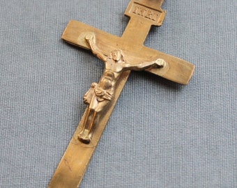 Rare Large 19th Century French Saint Galmier Nun's Crucifix / La Société des Veilleuses de Saint-Galmier