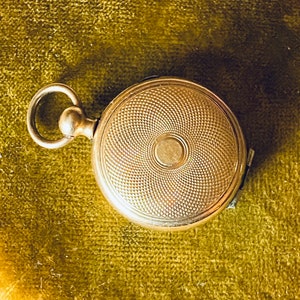 Victorian Engine Turned Pocket Watch Locket with Handsome Tintypes image 5
