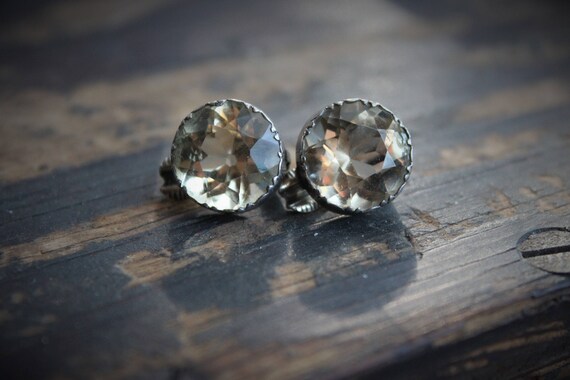 Large Victorian Paste and Sterling Earrings / Geor