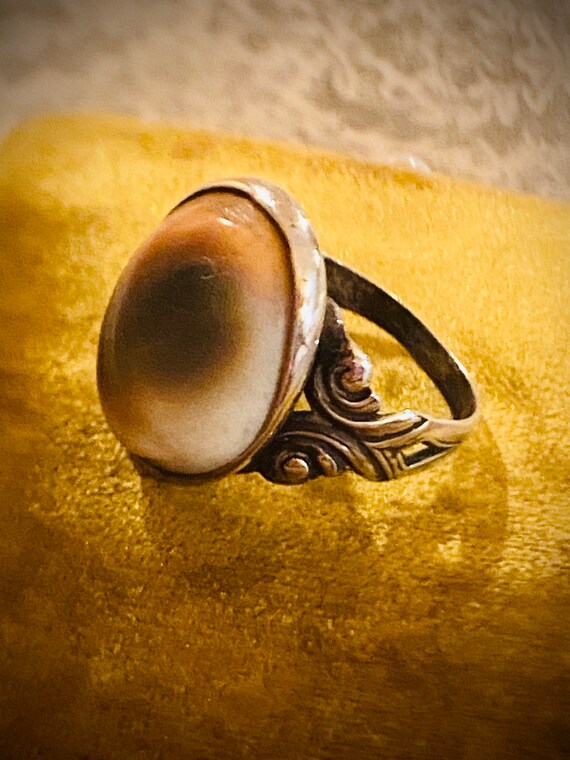 Victorian Sterling Operculum Shell Ring / Organic… - image 5