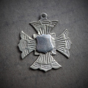 Antique Medieval Heraldic Patonce Cross Pendant with Shield