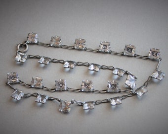 Antique Art Deco Geometric Paste Riviere Choker Necklace