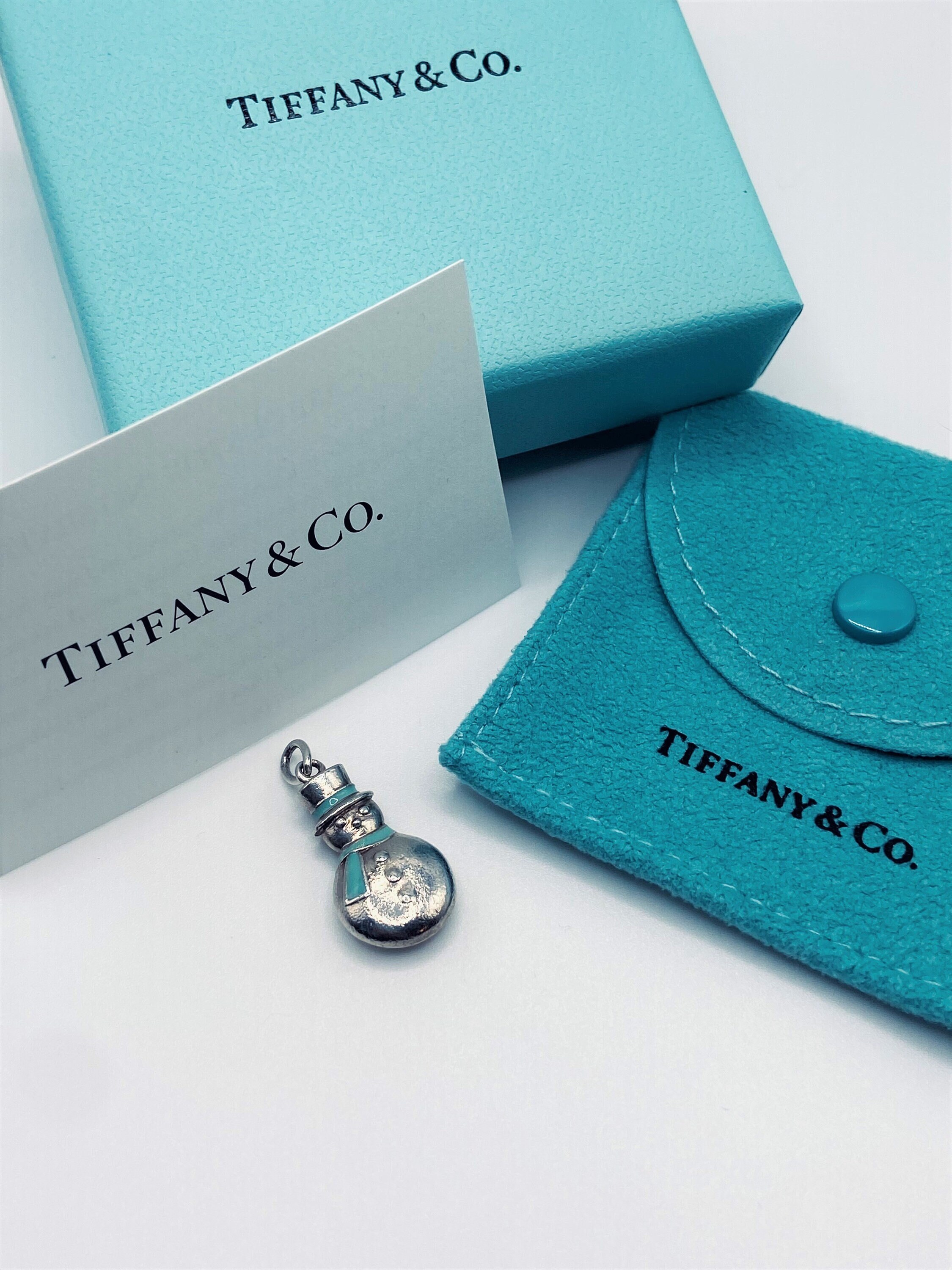 Retired Vintage Tiffany Co. Sterling Blue Enamel Snowman Charm With Original Box Pouch and Card Etsy UK