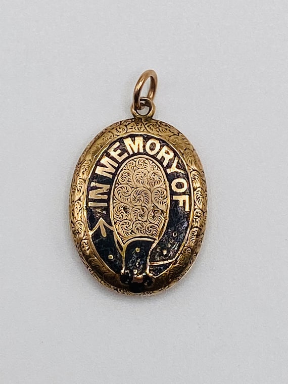 In Memory Of - Antique Victorian Gold Enamel Mourn