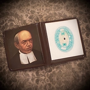 Vintage Catholic Relic of Saint Mutien Marie Wiaux / Piece of St. Mutien-Marie’s Clothing
