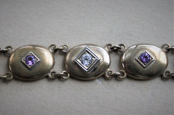 Victorian Paste Set Panel Bracelet / Antique Diam… - image 2