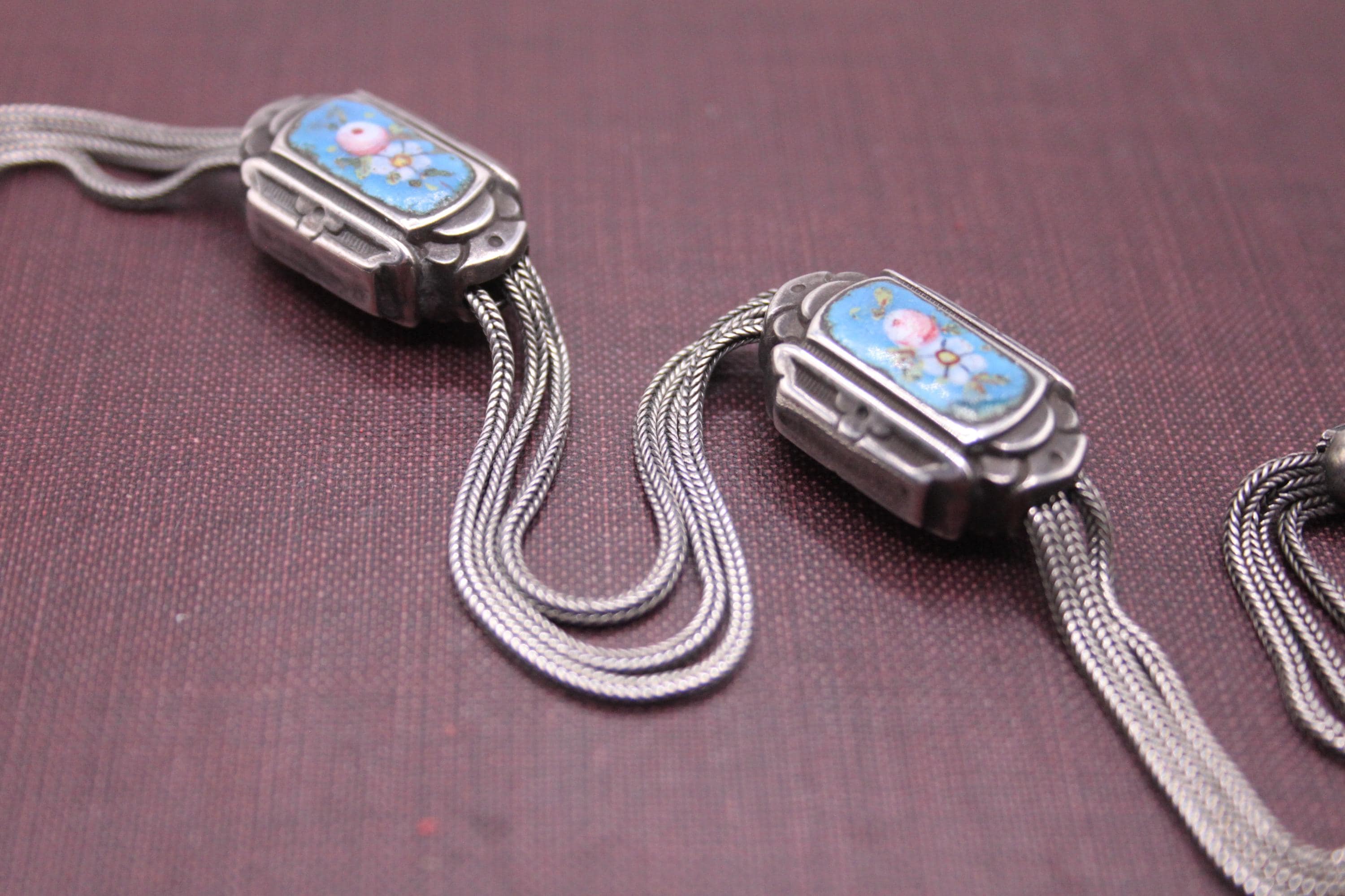 Antique French XIX Sterling Albertina Watch Chain Chatelaine