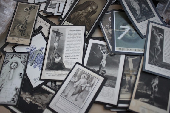 Five Antique 1877-1910 Catholic Funeral Holy Cards / Antique Religious Mourning Prayer Card Lot