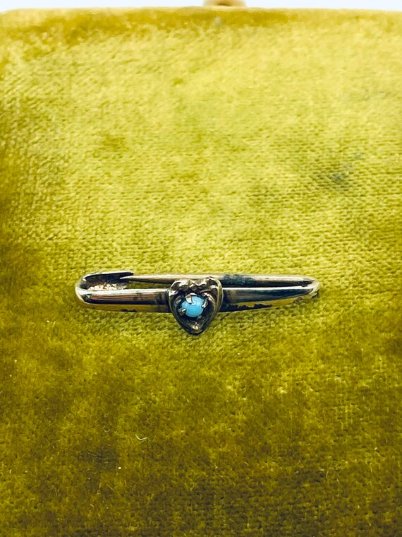 Tiny Victorian Turquoise Heart Lingerie Pin - Bab… - image 3