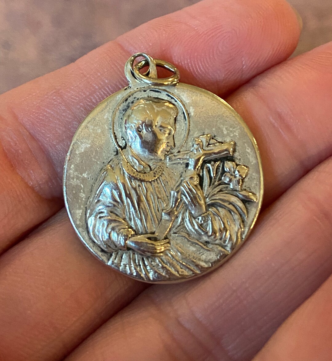 Large Antique French Nun's Medal of Saint Gerard and Our Lady of Grace