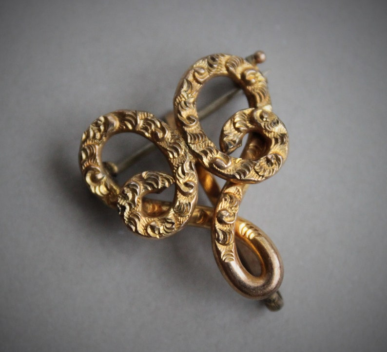 Victorian Love Knot Pocket Watch Pin / Antique Locket Brooch image 1