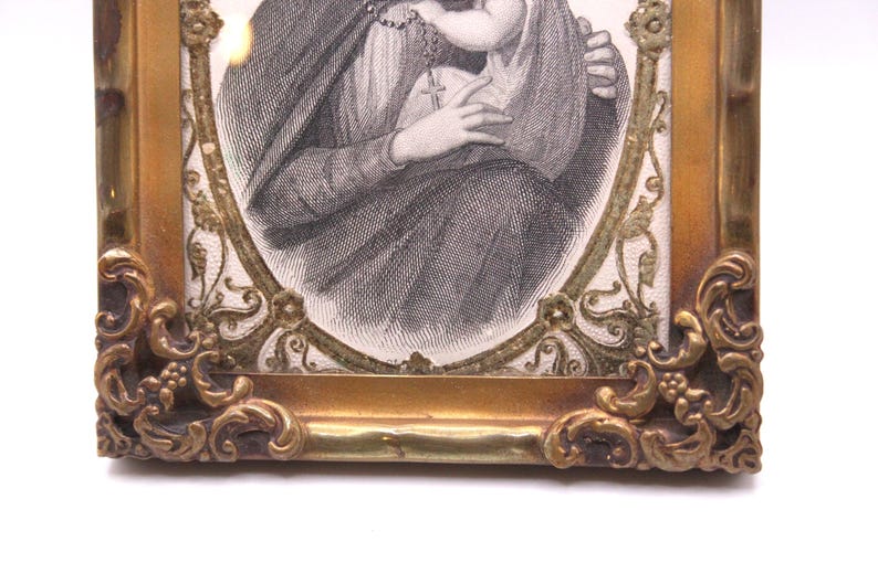 1800s Antique Paper Lace Holy Card of Mary and Jesus in French Gilt ...
